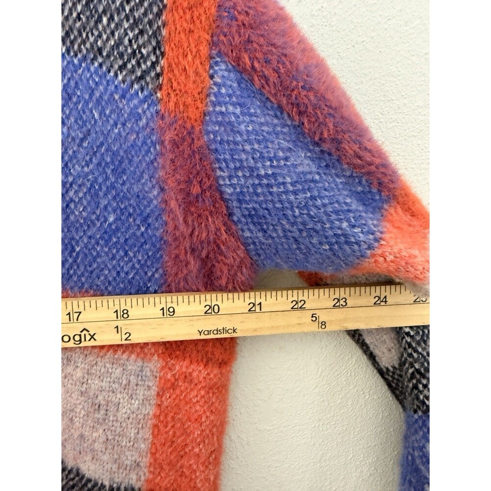 Ann Taylor Duster Cardigan Sweater Sz XS Plaid Long Boyfriend Button Purple - Picture 8 of 9